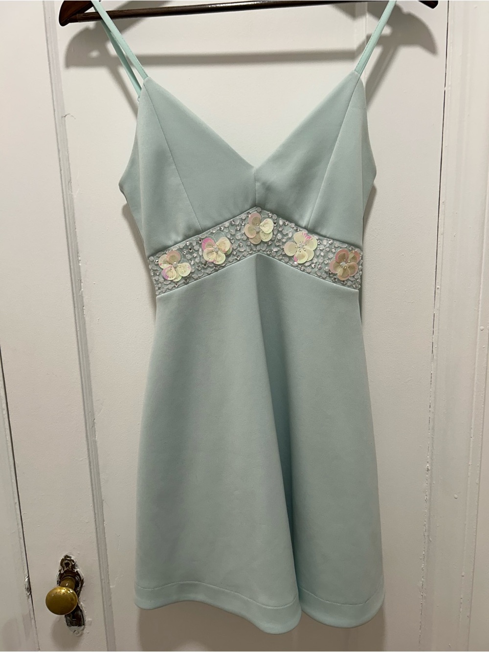 ASOS Mint Green Embellished Floral Mini Dress US 2